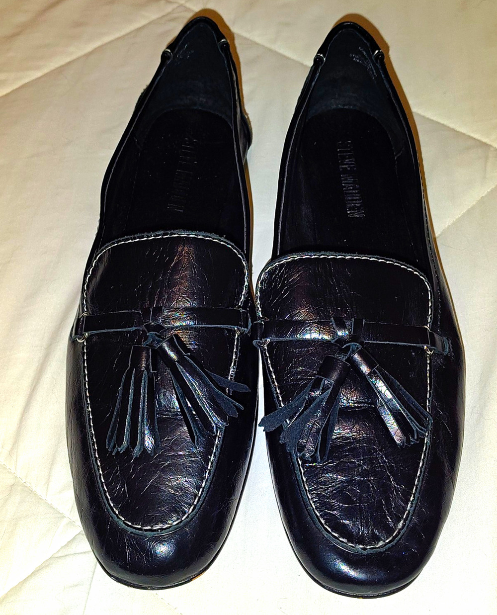 Steve Madden Black Leather Tassel Loafers Shoes Women Size 11M TORIE TORI05S1